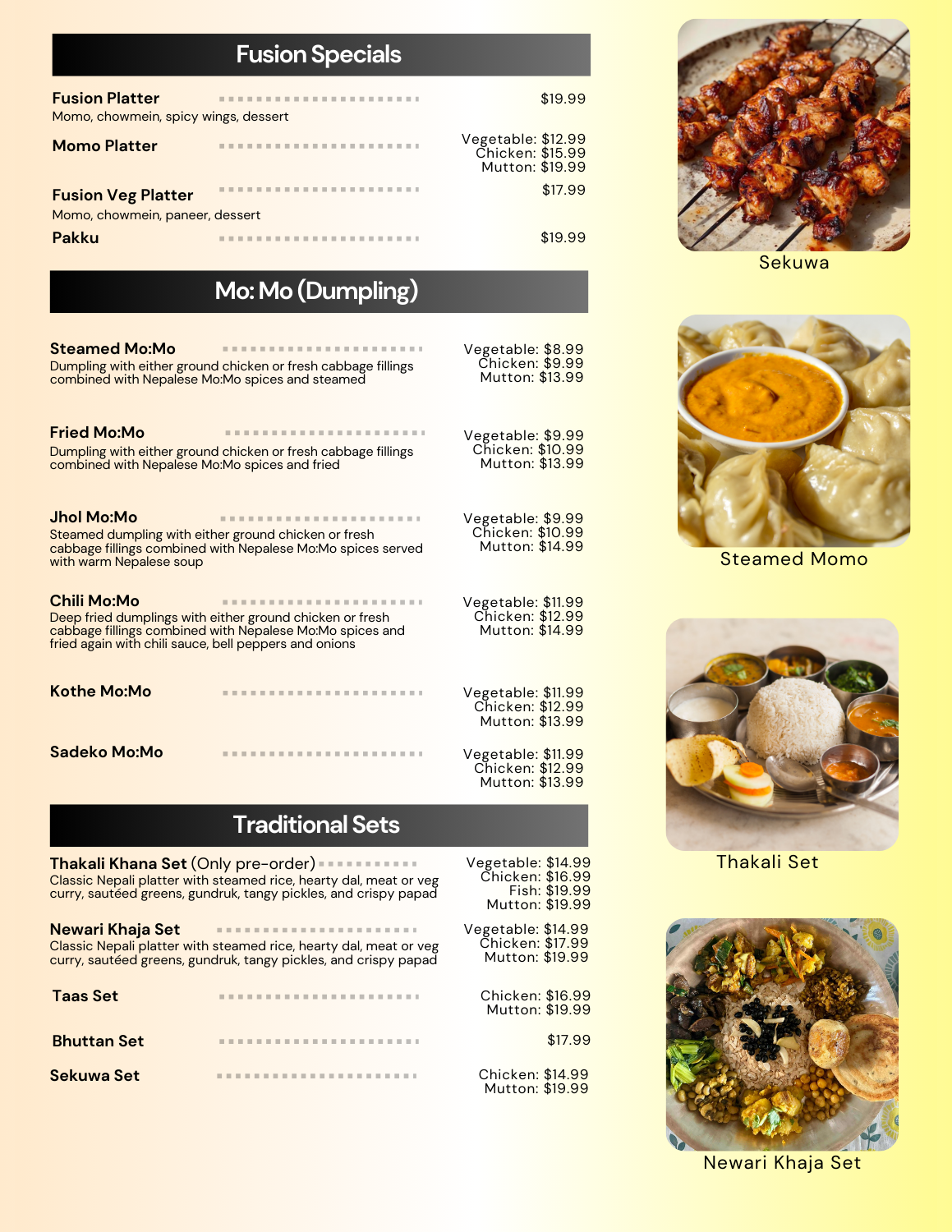 Vegetarian Menu
