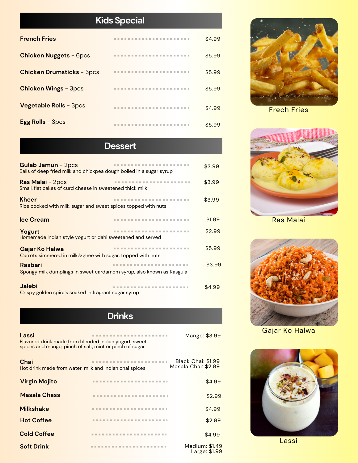 Beverages & Desserts Menu